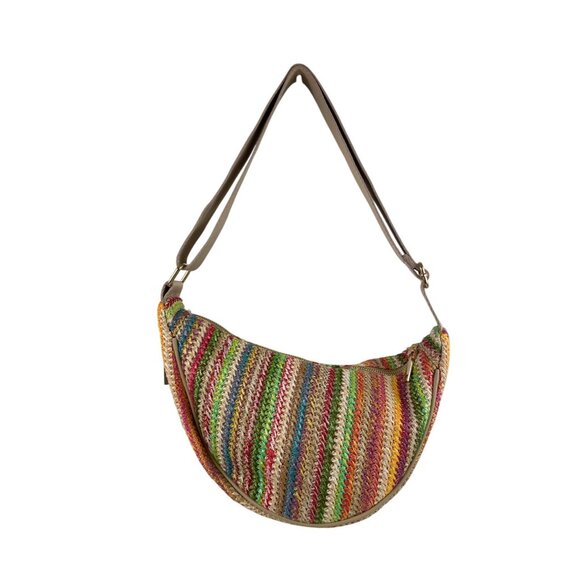 Falls Creek Multicolor Straw Shoulder Bag Purse Adjustable Strap Zipper Closure - Picture 1 of 11